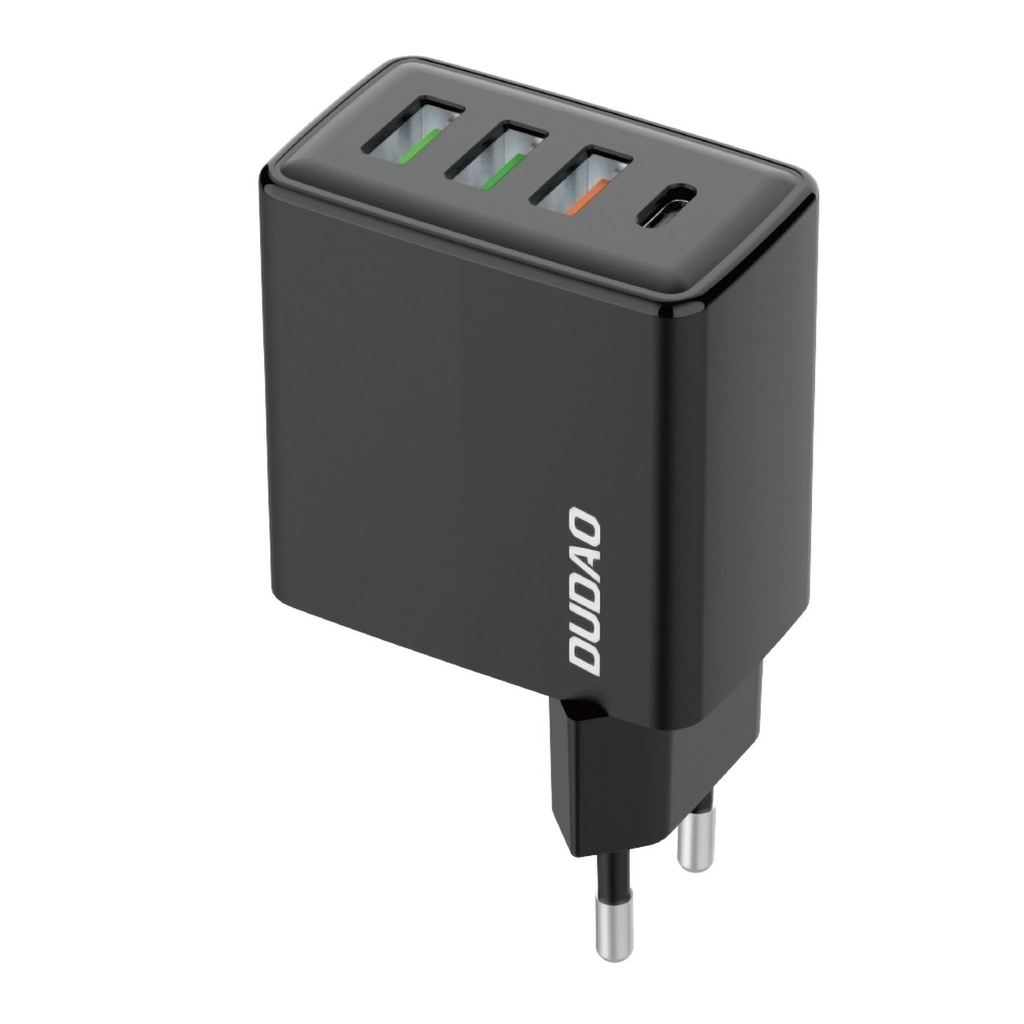 Greitasis įkroviklis 3x USB + 1x USB-C 20W PD QC 3.0 juodas