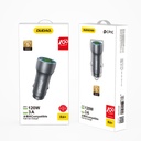 Ātrs auto lādētājs 2x USB 3A 18W pelēks