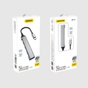 Adapteris HUB padalytuvas iš USB-C lizdo į 4x USB juodai pilkas