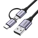2v1 Strong pīts kabelis USB - microUSB + USB-C 1m 2.4A melns