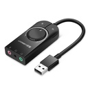 Ārējās skaņas kartes USB adapteris - 3,5 mm mini ligzda ar skaļuma regulēšanas funkciju 15cm melns