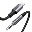 Garso kabelis AUX į iPhone MFI Lightning - 3,5 mmmini lizdas 1 m pilkas
