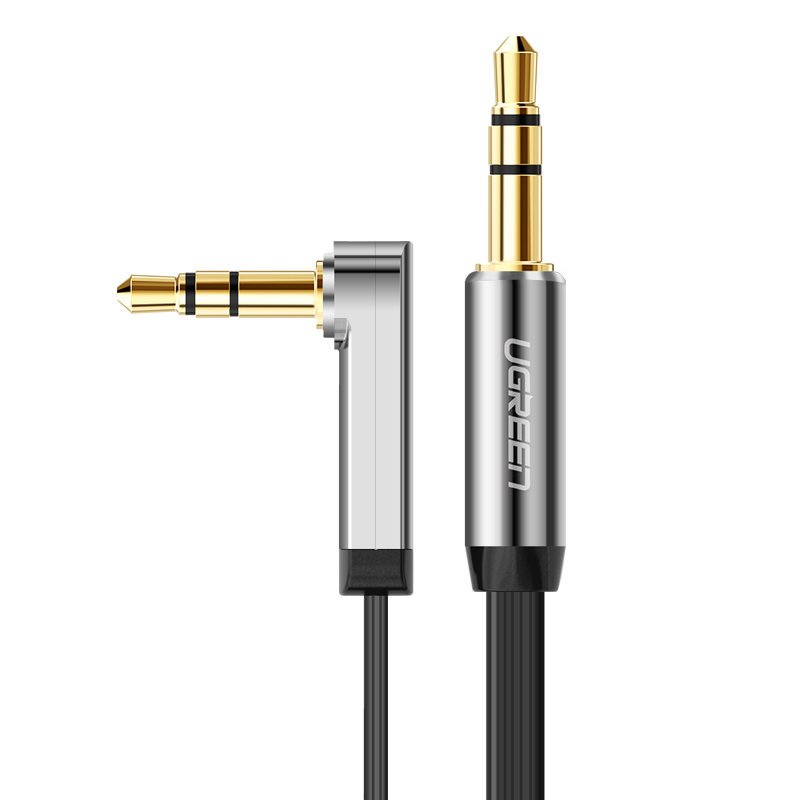 AUX 3,5 mm minijack 0,5 m plakans audio kabelis 0,5 m melns