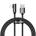 Stūra stiprs kabelis iPhone USB - Lightning kabelis spēlētājiem 2,4A 1m melns