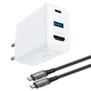 2v1 lādētājs ar USB-C kabeli + USB-C uz HDMI 4K adapteri, balts