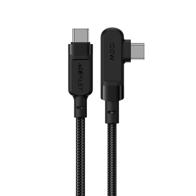 Pīts leņķa kabelis USB-C 100W 20V 5A 2m melns