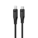 Kabelis iPhone MFI USB-C - Lightning 30W 3A 1.2m melns