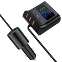 Automobilinė įkrovimo stotelė 90W USB-C 3x USB QC 3.0 juoda