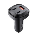 Auto lādētājs 66W 2x USB-C USB Power Delivery QC 4.0 melns