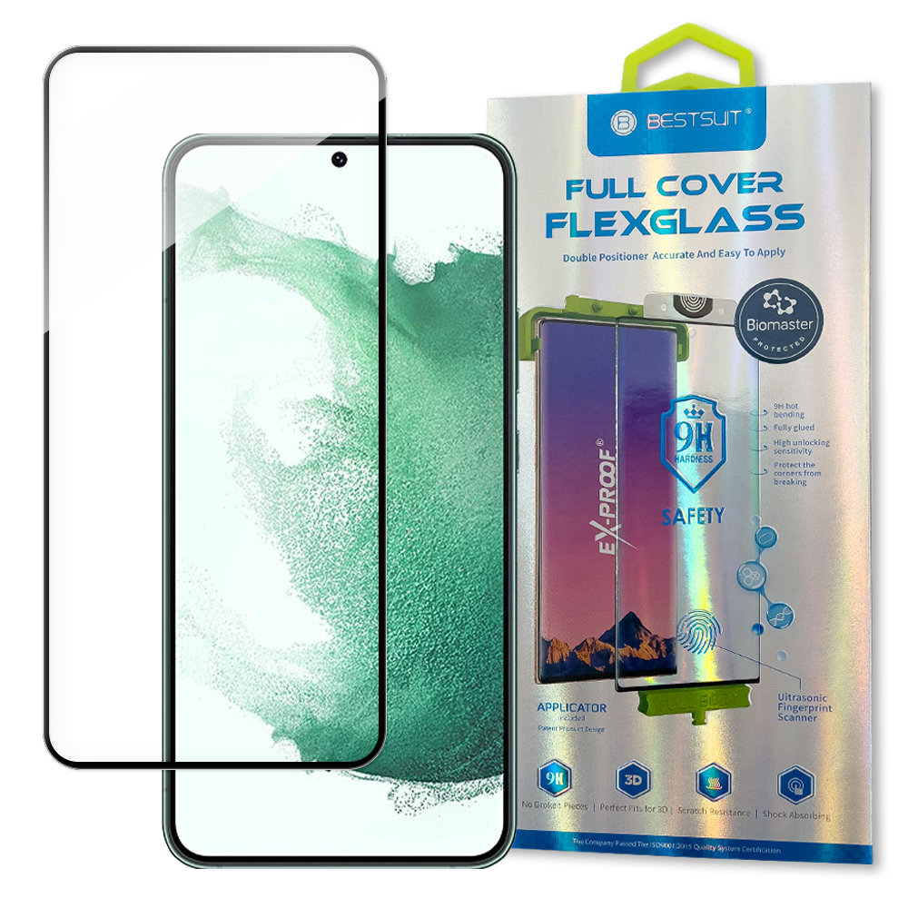 Viso ekrano grūdinto stiklo plėvelė su rėmeliu "Samsung Galaxy S22+" skaidri