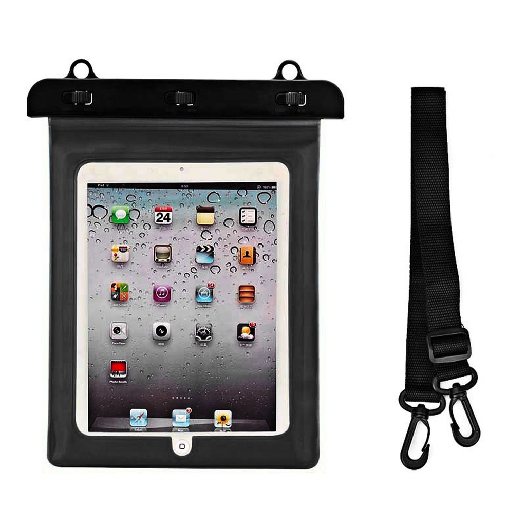 PVC waterproof tablet case with adjustable strap Outdoor - black