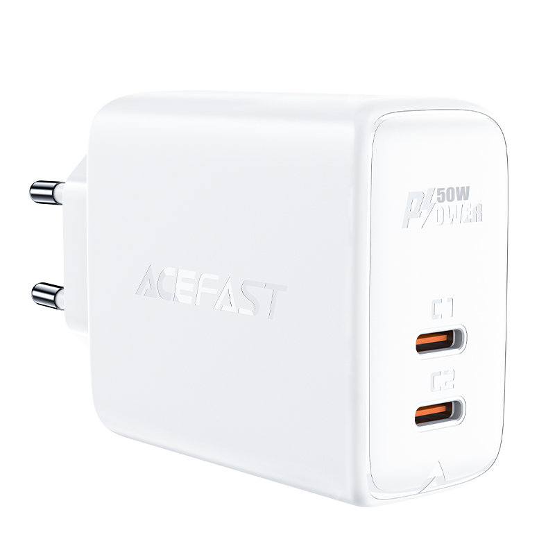 A29 GaN divu portu USB-C PD 50W tīkla lādētājs, balts