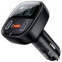 Auto lādētājs ar displeju 2x USB-C 1x USB 101W Power Delivery QC 4.0 melns