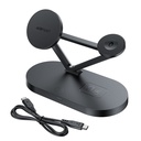 3v1 Qi bezvadu lādētājs 15 W un statīvs iPhone Apple Watch un AirPods melns