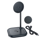 2-in-1 Qi bezvadu lādētājs 15 W un statīvs iPhone un Apple AirPods E6 melns