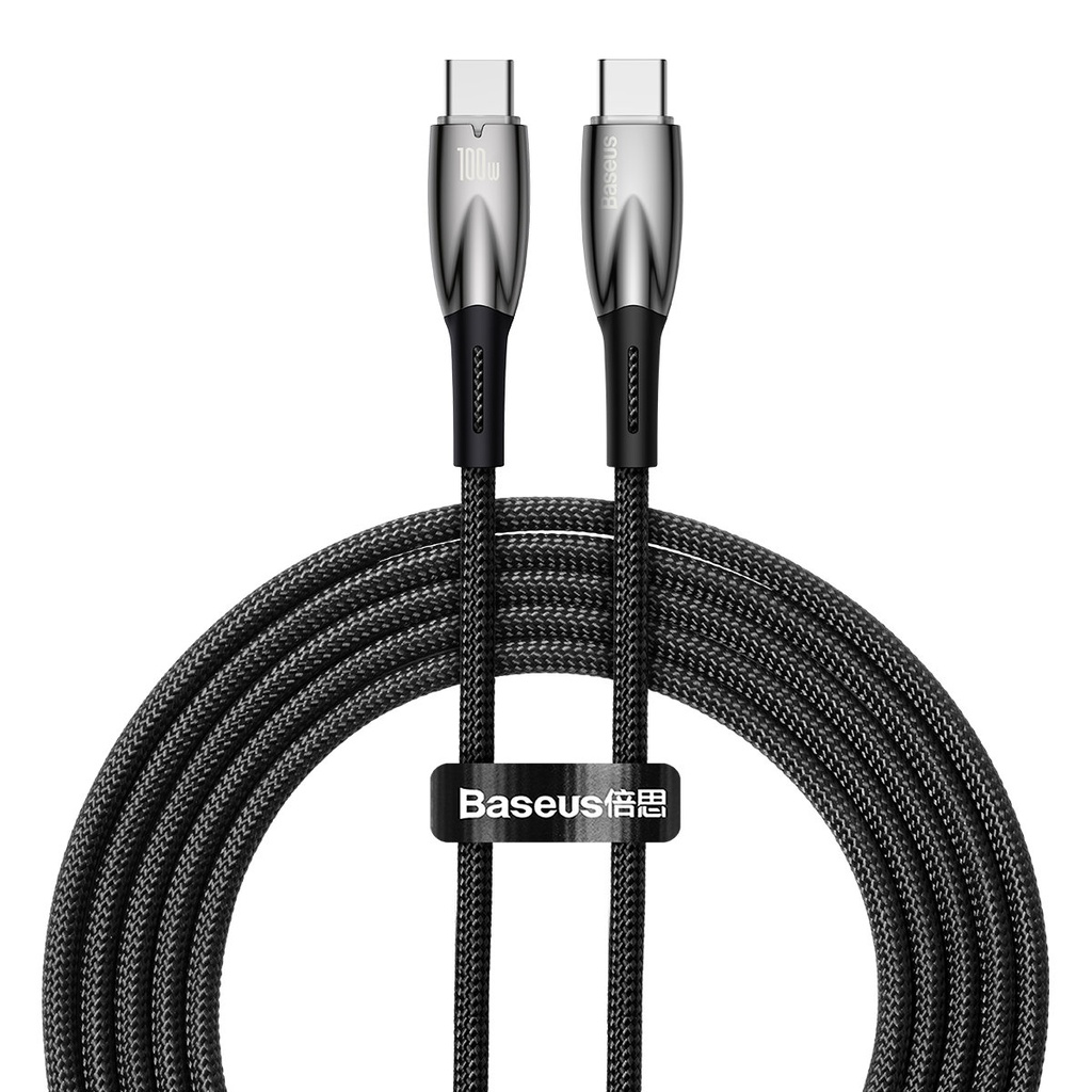 "Glimmer" serijos USB-C 480Mb/s PD 100W greitojo įkrovimo kabelis 2 m juodas