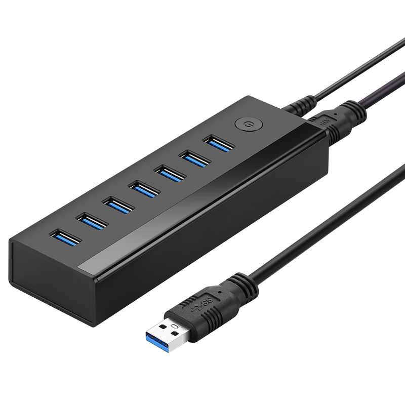 7in1 HUB skirstytuvas USB-A į 7x USB-A 5Gb/s adapterį, juodas