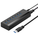 7in1 HUB skirstytuvas USB-A į 7x USB-A 5Gb/s adapterį, juodas