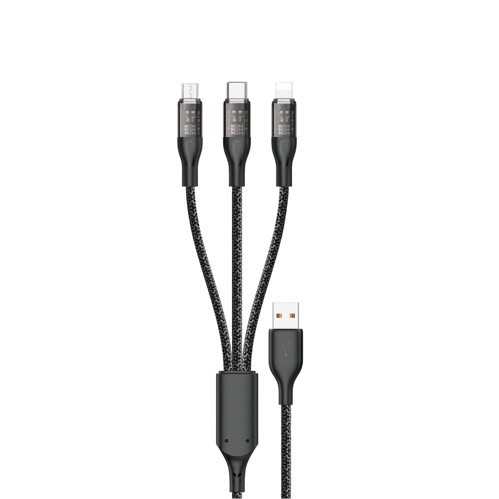 3in1 USB to USB-C microUSB Lightning adapter cable 120W 1m silver
