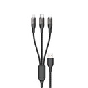 3in1 USB to USB-C microUSB Lightning adapter cable 120W 1m silver