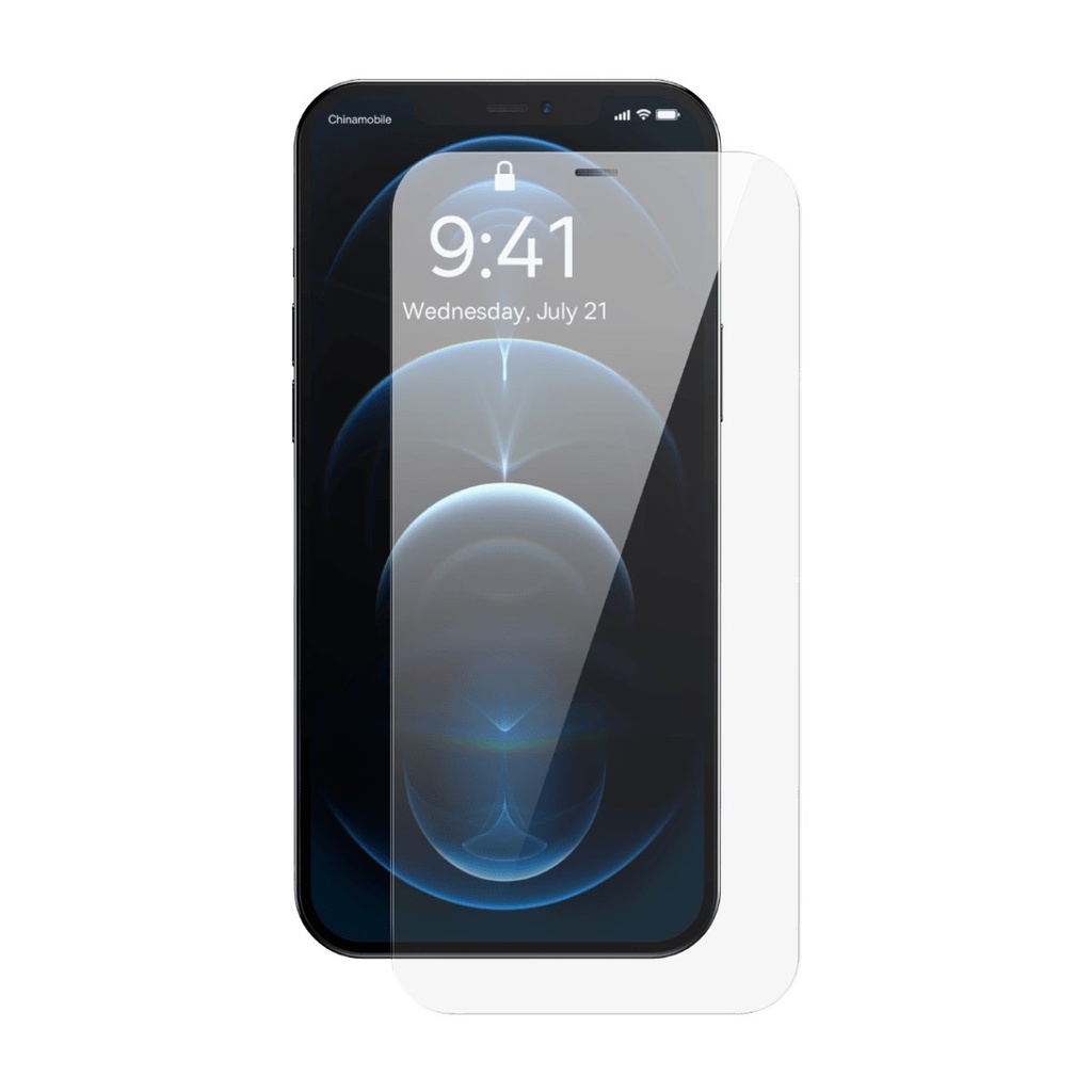 Rūdīta stikla komplekts iPhone 12 Pro Max ar 0,4 mm skaļruņa vāciņu