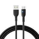 Cable with LED indicator USB - USB-C 3A 2m black