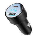 Auto lādētājs ar LED voltmetru 53W USB-C USB melns