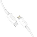 Kabelis iPhone USB-C - Lightning 30W PD 1m balts