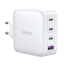 GaN 3x USB-C USB ātrais lādētājs 100W PPS PD Power Delivery balts