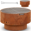 Garden fireplace with grate and poker 60 x 60 x 34.5 cm - rust effect