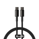 USB-C ātrās uzlādes kabelis Power Delivery PD QC 100W 5A 1m melns