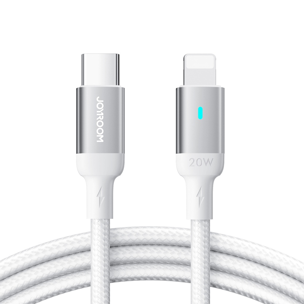 Durable cable for iPhone A10 Series braided USB-C - Lightning 20W 2m white