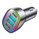 70W car charger with 4 ports 2x USB-C PD 2x USB QC black