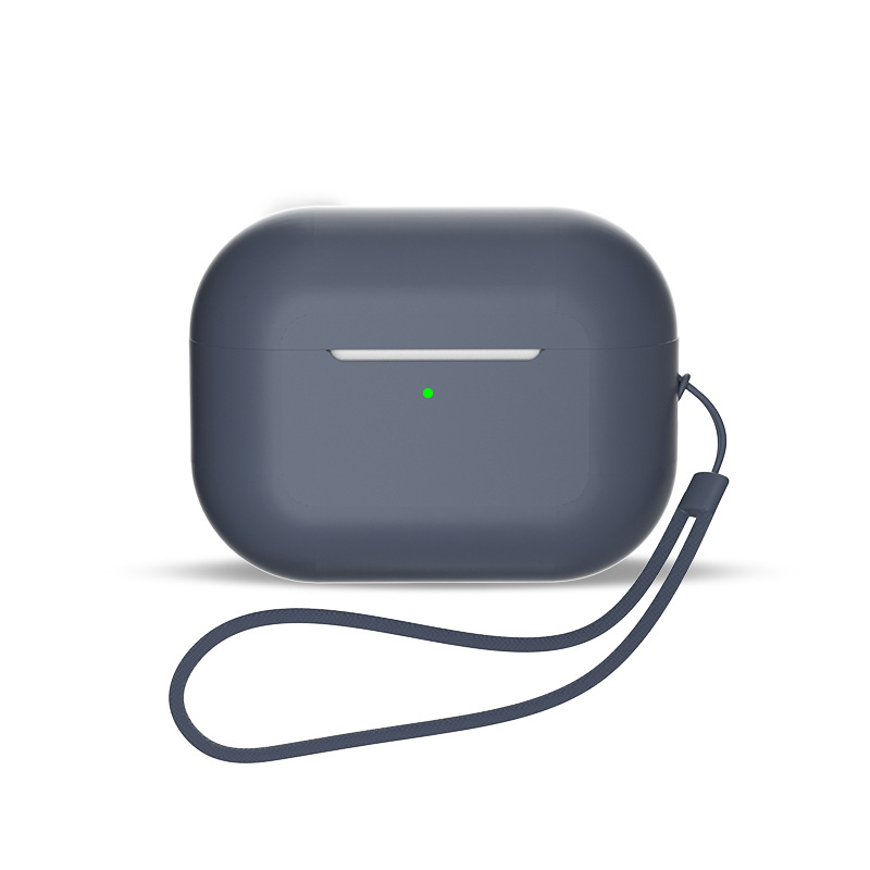 Silikoninis dėklas ausinėms "AirPods 3" + riešo dirželis mėlynas