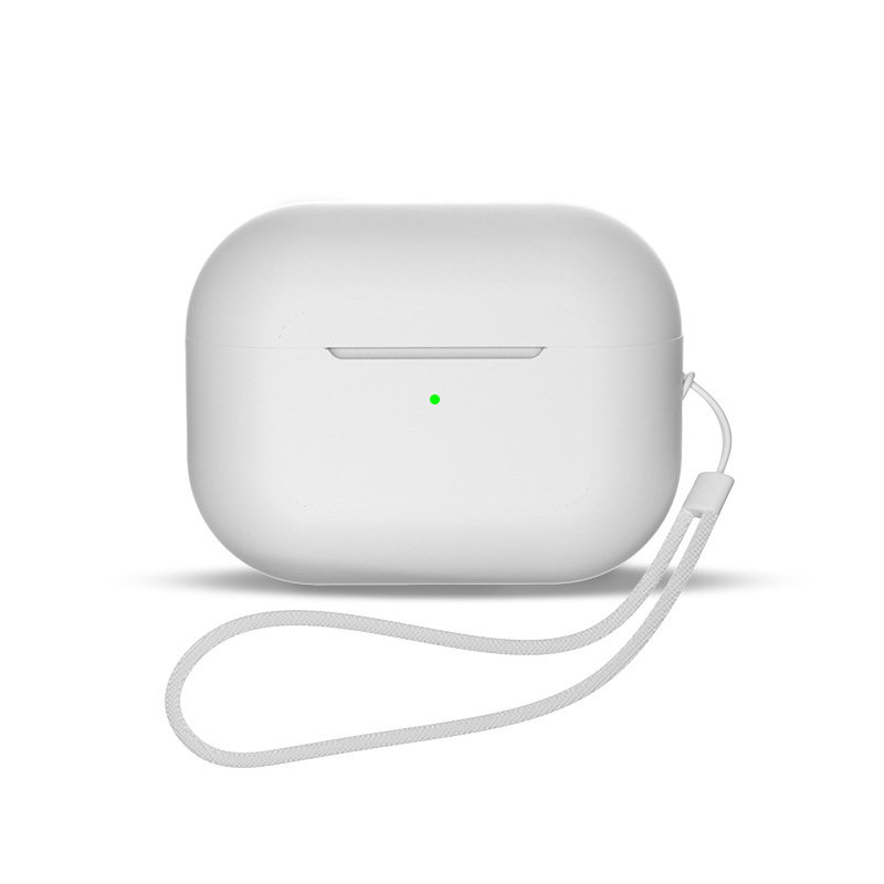 Silikoninis dėklas ausinėms "AirPods 1 / 2" + riešo dirželis baltos spalvos