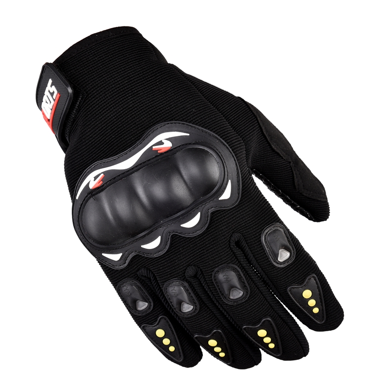 Motorcycle touch phone gloves with knuckle protector black