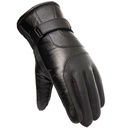 PU leather insulated men's winter phone gloves black