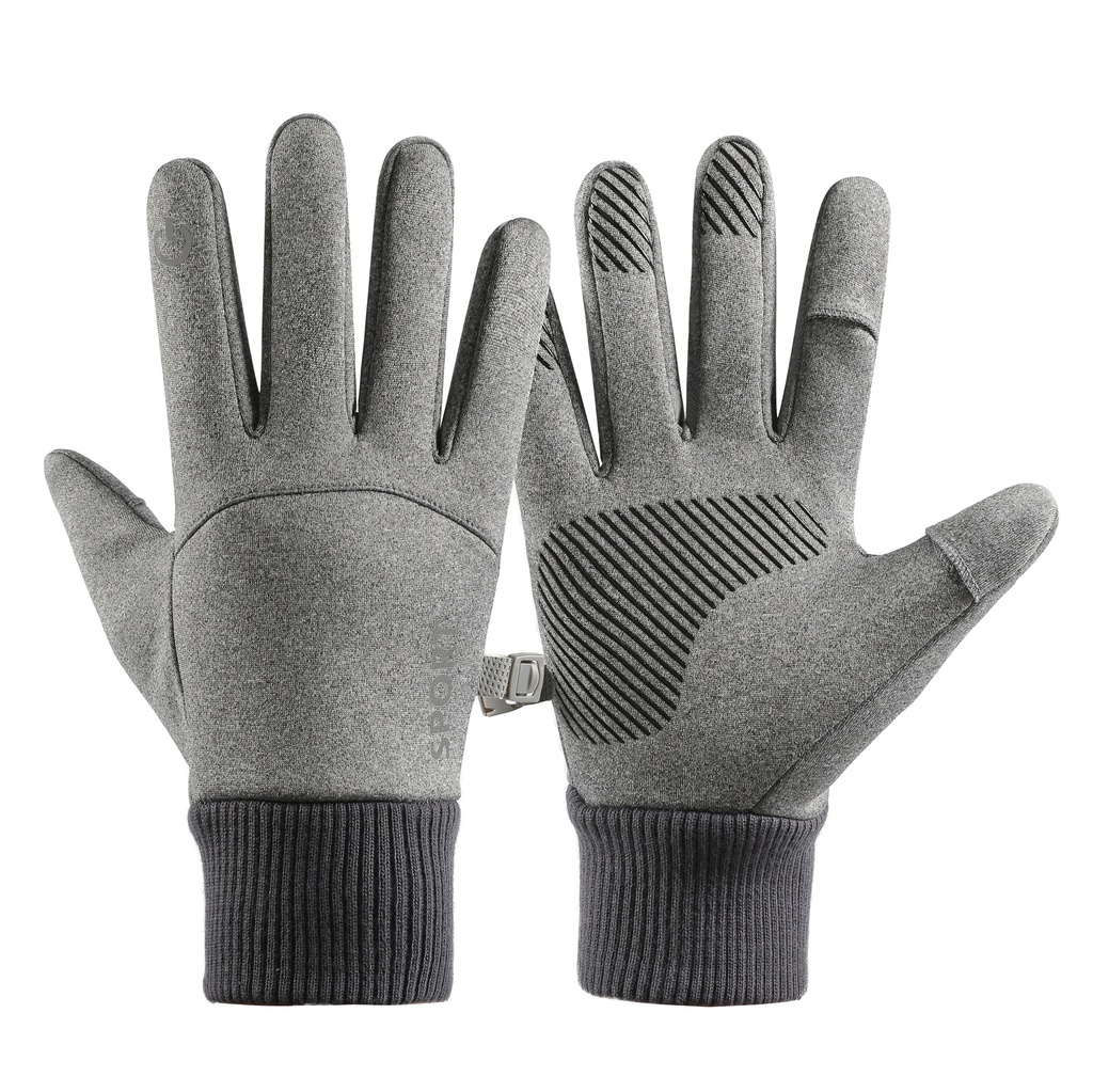 Insulated sports gloves for phone men grey