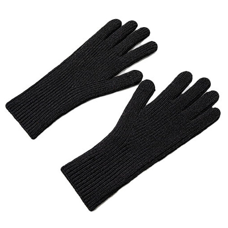 Knitted phone gloves with finger cutout unisex black