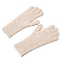 Knitted phone gloves with finger cutout unisex beige