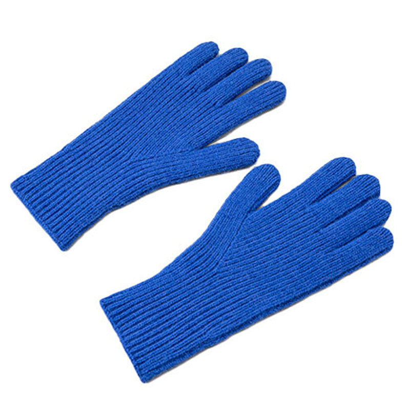 Knitted phone gloves with finger cutout unisex blue
