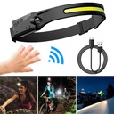 LED headlamp flashlight with motion sensor IPX4 USB-C 1200 mAh black