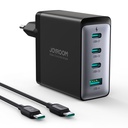 GaN power charger with USB-C cable 3x USB-C USB-A 100W black