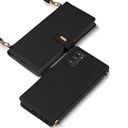Ādas futrālis ar atloku un plecu siksnu Galaxy Note 20 tālrunim, melns