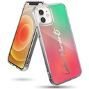 Bruņu futrālis ar želejas ietvaru iPhone 12 mini Fusion Design rozā-zaļš