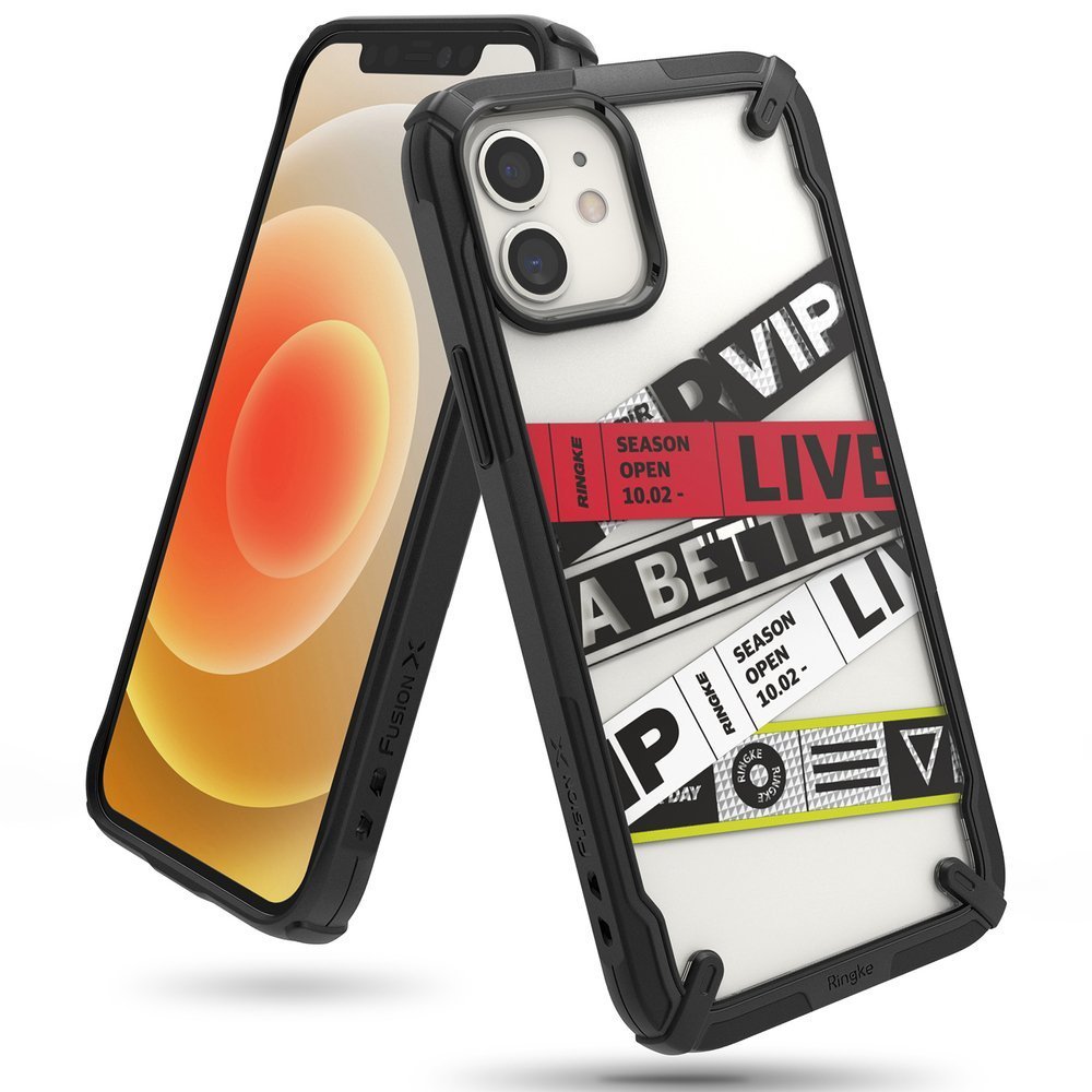 Bruņu futrālis ar rāmi iPhone 12 mini Fusion X Design Biļešu josla melns