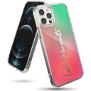 Bruņu futrālis ar želejas ietvaru iPhone 12 Pro Max Fusion Design rozā-zaļš