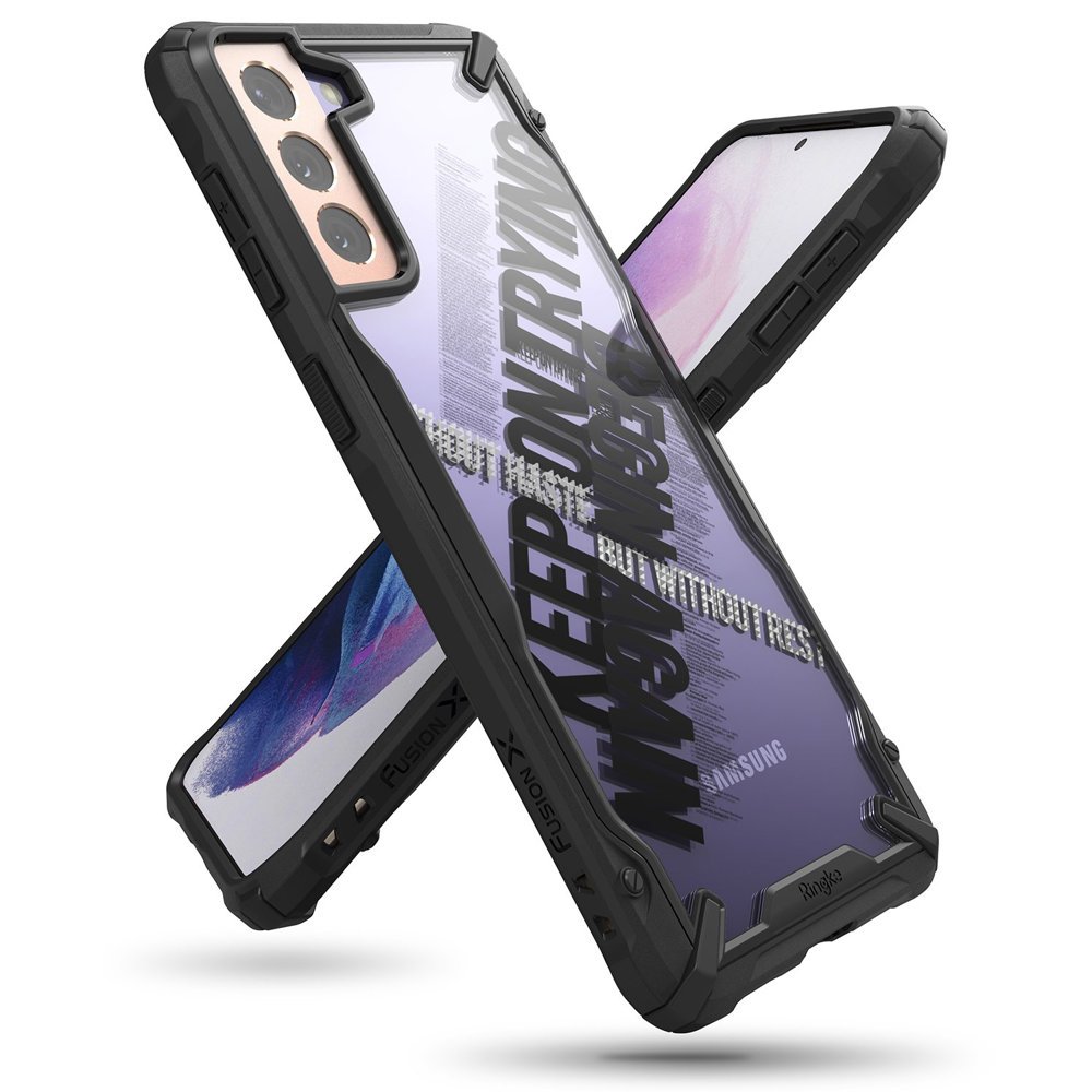 Bruņu futrālis ar rāmi Galaxy S21+ 5G Fusion X Design Cross melns
