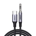 Braided audio cable USB-C - mini jack 3.5mm 1m grey