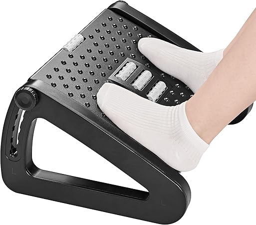 HEETA Foot Rest Desk, Height-Adjustable Footstool, Ergonomic Footrest with Massage Function for Office and Home